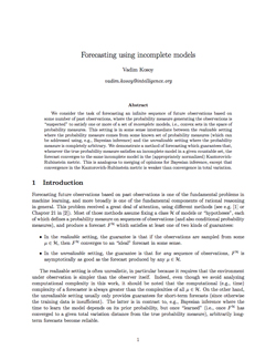 Forecasting Using Incomplete Models